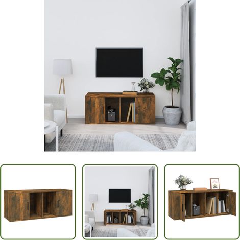 TV-Ständer Holz - TV-Schrank Räuchereiche 100x35x40 cm Holzwerkstoff (1/5)