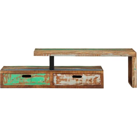 Meuble TV,Banc TV,Armoire TV (118-200) x 30 x 40 cm en bois massif recyclé CFW929518 (1/5)