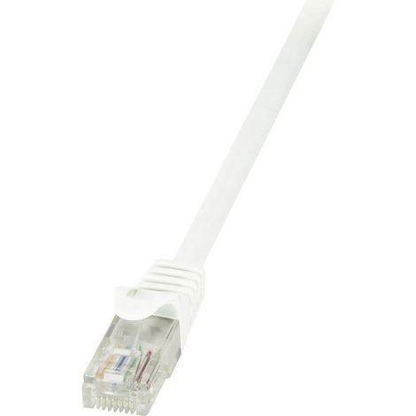 LogiLink CP2011U RJ45 Patchkabel CAT 6 U/UTP 0.25 m Weiß mit Rastnasenschutz 1 St.