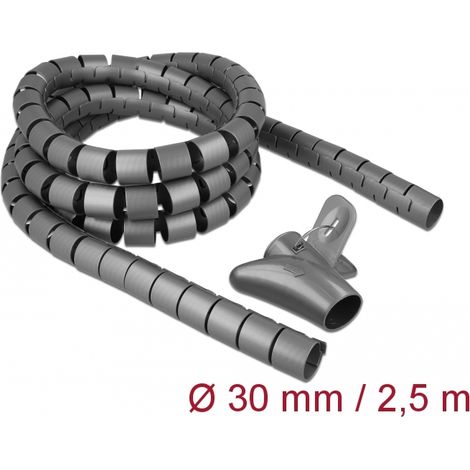 Delock Manguera en espiral con herramienta de tiro 2,5 m x 30 mm gris