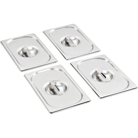 Lot de 4 couvercles de plateau universels 265 x 162 mm accessoires cuisine pratique en acier inoxydable argenté (1/5)