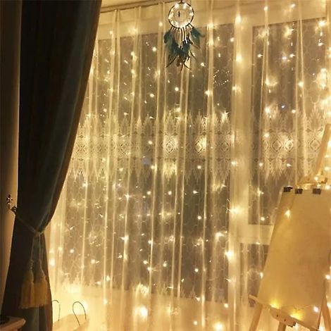 Rideau lumineux LED blanc chaud pour la décoration de la maison, des fêtes, du jardin et des événements, design pratique.-AquaForge (1/4)