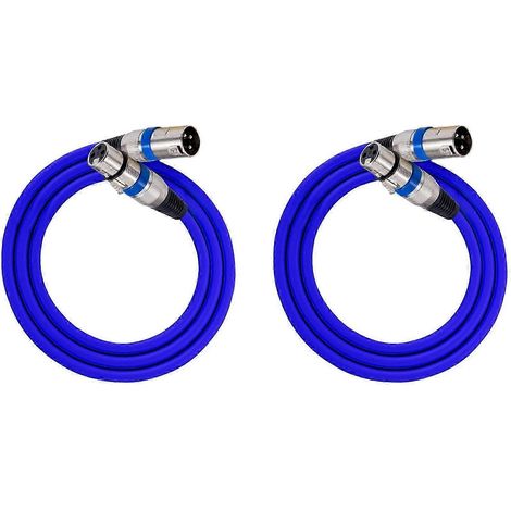 Câble XLR 2 broches mâle/femelle pour montage sur panneau vers connecteur XLR femelle/mâle, convertisseur d'extension micro traversant, bleu-JXLGV (1/5)