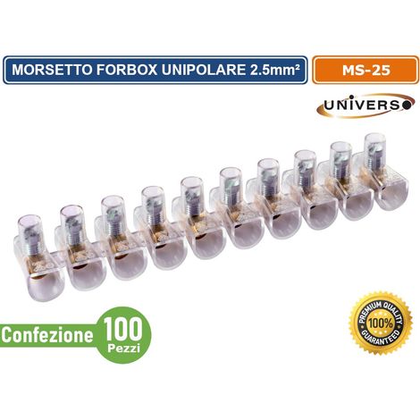 CONFEZIONE 100 PEZZI MORSETTO FORBOX A CAPPUCCIO UNIPOLARE TRASPERENTE PER CAVI CON SEZIONE 2.5MM (1/2)