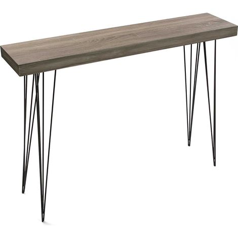 Meuble d'Entrée Étroit pour Entrée ou Couloir, Table Console, Dimensions (H x l x L) 80 x 25 x 110 cm, Bois et métal, Couleur: Marron (1/5)