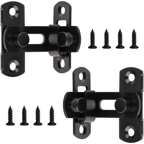 Verrous de Porte à Angle Droit 2 Pièces Loquet à Bascule Serrure de Porte en Acier Inoxydable Boucle de Porte Boulon de Porte Boulons de Verrouillage avec Vis pour Portes et Fenêtres Noir