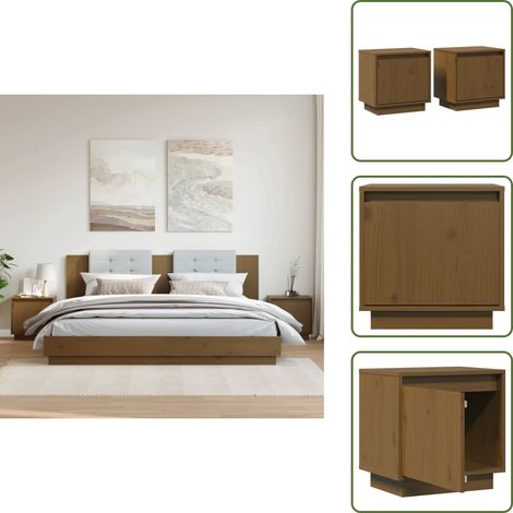 Comodini in pino - vidaXL Comodini 2 pz Ambra 40x30x40 cm in Legno Massello di Pino -