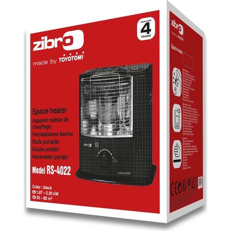 Zibro – Poêle à pétrole à mèche 2,2 kW – Autonomie 17,5h – Surface 14-32 m2 – Allumage automatique – Système de contrôle CO2