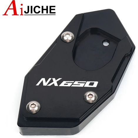 (Nx 650 Noir) Plaque d'extension de béquille latérale CNC, compatible avec HONDA XLV 600 650 700 TRANSALP DOMINATOR NX650 FMX650 maxpower (1/4)