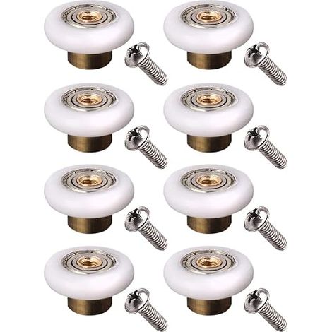 Rulli per porta doccia YUANQIAN, diametro 19 mm, bianchi, 19 mm x 5 mm (8 sfere in acciaio inox con viti), rame, 8 pezzi con viti (1/5)