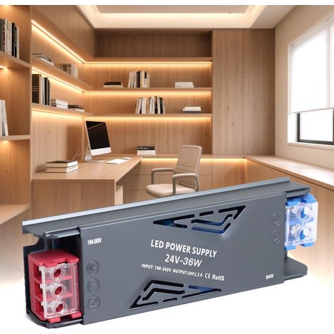 Transformateur 220V 24V 36W 1,5A, Alimentation LED Driver 24V 36W Ultra Fin Transfo Alimentation à Découpage Convertisseur De Tension AC à DC Transfo Pour Ruban LEDs Intérieur (1/5)