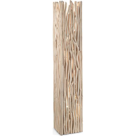 Piantana Industrial-Minimal Driftwood Legno Marrone 2 Luci E27 (1/2)