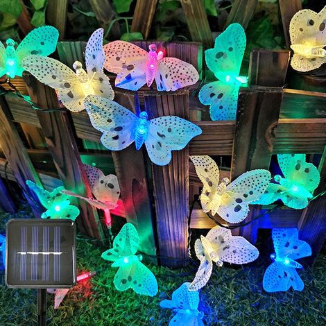 Butterfly Solar Fairy Lights, 12 LEDs RGB LED Fairy Light 3.8 m Total Length 8 Modes Outdoor Garden Decoration String Light (1/4)