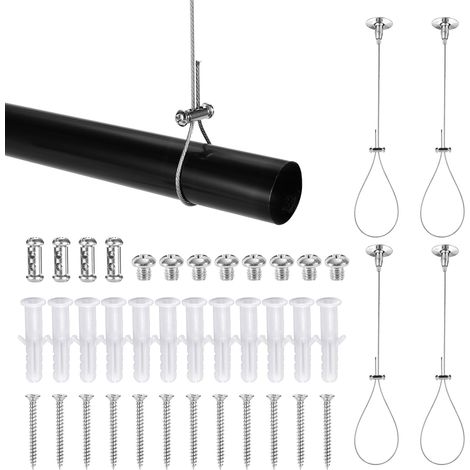 Kit Support Tringle à Rideaux pour Plafond, Supports Tringle Plafond Réglables Supports Tuyau Penderie Durables pour Barres Courbes en Forme de L et Droites (1/5)