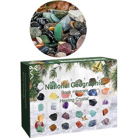 Calendrier, spécimens de minerai de cristal, boîtes surprises, pierres uniques, cadeaux éducatifs (1/4)