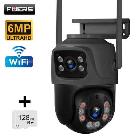 Caméra IP extérieure sans fil WiFi à double objectif 6 MP (128 Go), caméra de sécurité domestique pour la vidéosurveillance (1/5)