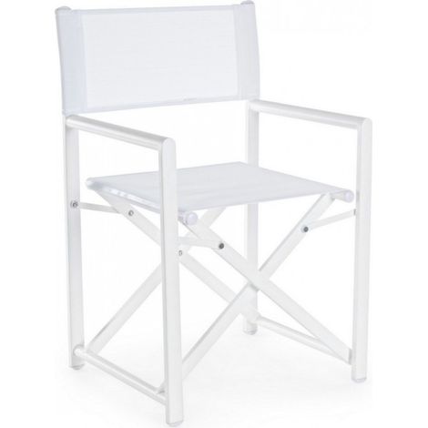 Chaise de réalisateur pliante blanche – Cadre aluminium – Assise textilène 610g/m2 – Dimensions 48x56x86cm – Achat minimum 2 pièces
