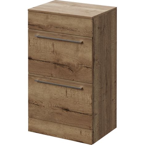 Napoli 390 Tobacco Oak 500mm 2 Drawer Vanity Unit for Countertop Basins - 500mm - Chrome 320mm Handle