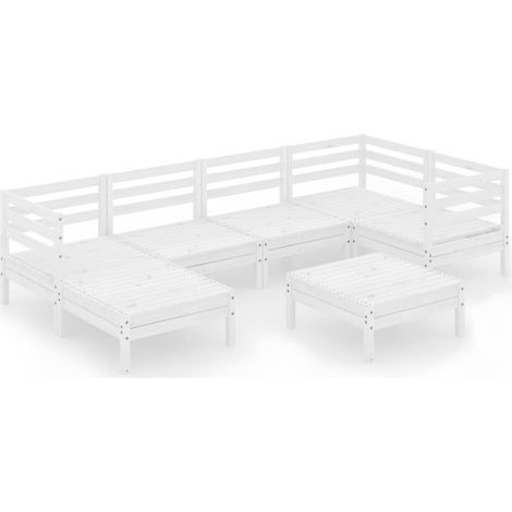 Mobili da giardino mobili da esterno set di mobili 7 pezzi in legno di pino massiccio bianco 020017406