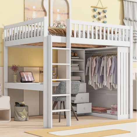 letto contenitore 140x200 con scrivania e scala OKMYHOME (1/5)
