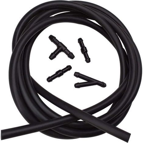 Kit tuyau lave-glace auto 200cm (78,8 pouces), durite spray pare-brise remplacement, avec 4 raccords noirs pour pompe et gicleurs. (1/5)