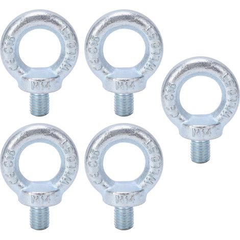 Ortviai Anneau de levage à épaule M14 en acier Q235 zingué blanc – Lot de 5