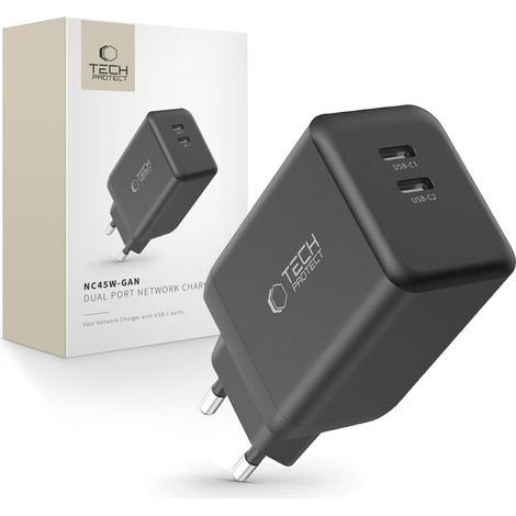 Tech-protect NC45W-GAN 2-Port-Netzwerkladegerät PD45W schwarz (1/5)