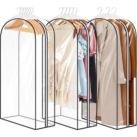 Sollbry 3PCS Transparent Housse Vetements à Suspendre Côté Zippées, Housse Costume Grande Capacité 110X60 cm, étanche Housses Robe pour Rangement Placards (1/5)