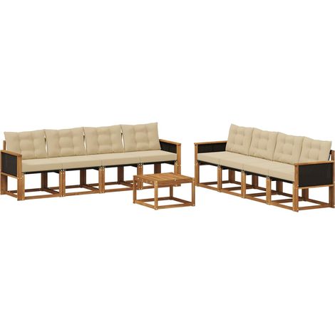 Outdoor Sofa Set with Cushion 9 pcs Natural and Beige vidaXL (1/5)