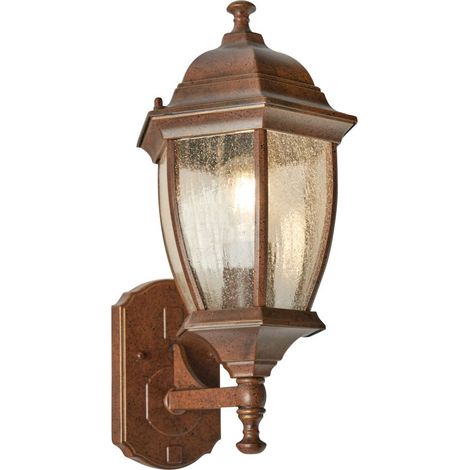 Litecraft Deonte Outdoor Wall Light IP44 Large Seeded Glass Lantern - Bronze (1/5)