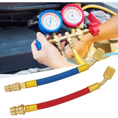 Adaptateur Climatisation R134A vers R12, 2 Pièces en Laiton, Connecteur SAE 1/4 Femelle, Accessoires Réparation Auto (1/5)