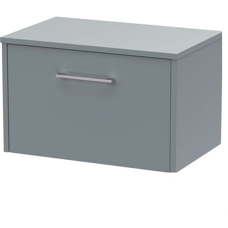 Winshill Contemporary 1 Drawer Wall Hung Vanity Unit with Worktop, Grey, 600mm