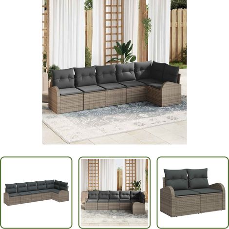 vidaXL Poly-Rattan - Gartensofa-set Grau Poly-Rattan (1/5)