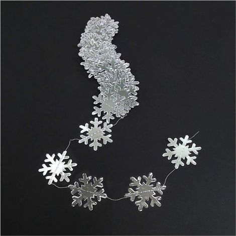 Guirlande de flocons de neige argentés - Décoration hivernale féérique de 4 mètres (58 pièces) (1/5)