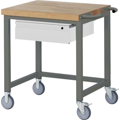 STIER Fahrbare Werkbank Premium, 1 Schublade, 75x70x88cm, Stahl & Buche, Montagewerkbank (1/5)
