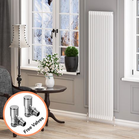 ELEGANT Vertical Column Radiator Traditional Radiator 1800mm White Radiator Column Rads with Valves 1800 x 560 mm (1/5)