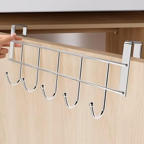 Ganchos para puertas traseras que ahorran espacio (cinco ganchos) – 5 cm de ancho – perfectos para dormitorios, baños y armarios. (1/5)