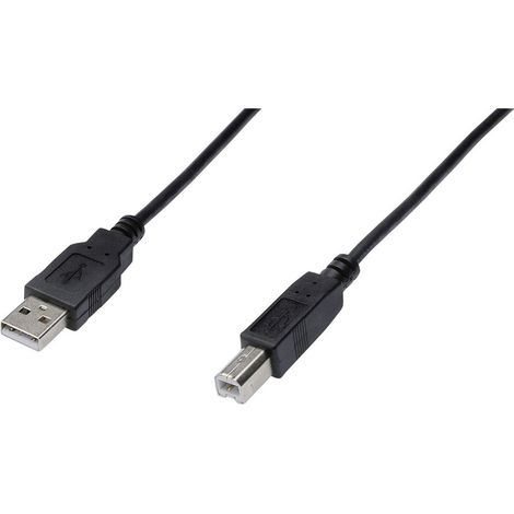 Digitus USB-Kabel USB 2.0 USB-A Stecker, USB-B Stecker 1.00 m Schwarz AK-300102-010-S