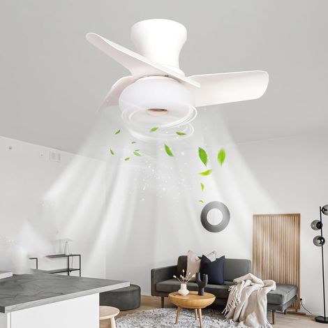 Ventilateur de plafond 60 cm avec lumière, télécommande/contrôle par application, plafonnier LED à intensité variable avec ventilateur, 6 vitesses (1/5)