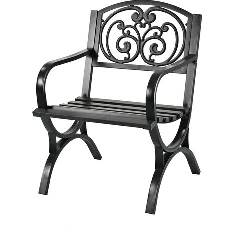 Relaxdays Gartenstuhl, mit Armlehnen, extra breit, Metall, Gartensessel antik, Vintage, HBT: 85,5 x 60 x 56 cm, schwarz (1/5)