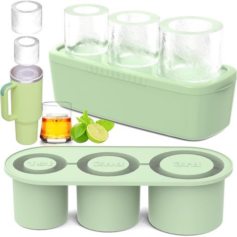 Moule À Glace Cylindrique - En Silicone Alimentaire - Pour Gobelets 30 Oz À 40 Oz - Avec Couvercle Étanche Et Bac De Congélation - Lot De 3 (1/5)