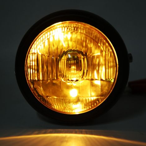 Phare rétro GN125, coque noire, rond, remplacement et réparation pour moto, verre noir et jaune (1/5)