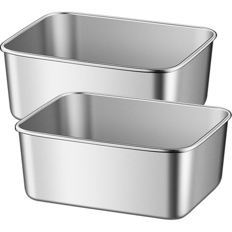 Contenant Alimentaire Acier Inoxydable - Rectangulaire - Compatible Micro-ondes et Congélateur - Pour Préparation Repas - Lot de 2 (1/5)