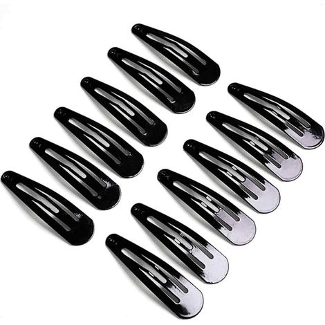 Pinces à Cheveux Click-Clack Émaillées Noires - EINNENFFER - 12 Pièces, 46,5 x 13 mm (1/5)