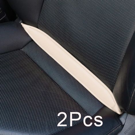 (Lot de 2 beiges) Combleurs d'espace universels en cuir pour sièges auto, protection anti-poussière, accessoires pour sièges de véhicule (1/5)