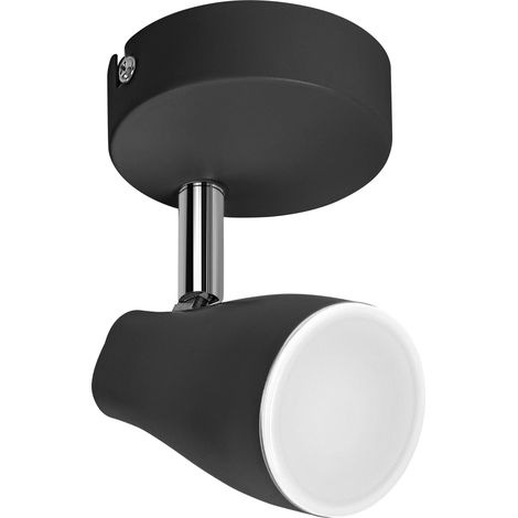 OSRAM Spot de plafond LED SPOT PEAR, noir, 4,3W, 210lm, lumière directionnelle avec couleur de lumière blanc chaud, avec tête GU10 flexible, ampoule GU10 incluse, IP20, 2700K. (1/4)