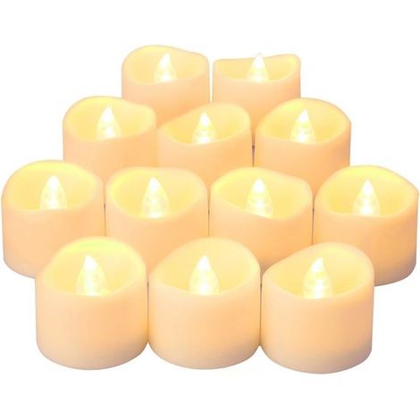 Bougies chauffe-plat LED blanc chaud - Lot de 12 - Utilisation intérieure (1/5)