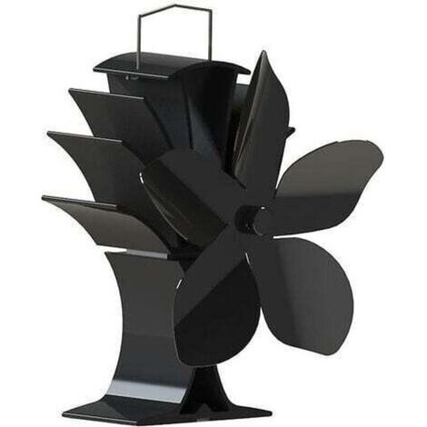 Accessoires pour cheminées et poêles Poêle à bois Ventilateur 5 Hélices 60-350°C Chaud Chaud Auto-alimenté Sans électricité Noir (1/5)
