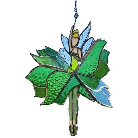 Girouette décorative en vitrail « Dame dansante », décoration de jardin à suspendre, girouette décorative « Papillon d'extérieur » (1/5)