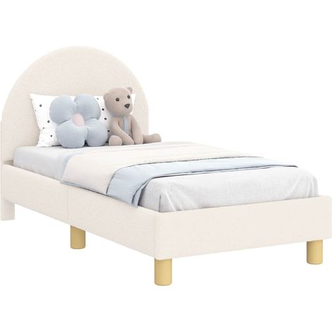 Toddler Bed Frame with Headboard Cream 70 x 140 cm Sheep Fabric vidaXL (1/5)